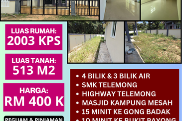 RUMAH BANGLO UNTUK DIJUAL DI KAMPUNG PELAM, TELEMONG, TERENGGANU