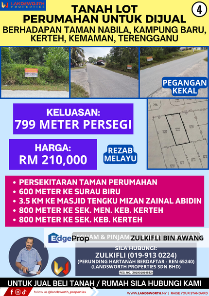 TANAH LOT PERUMAHAN UNTUK DIJUAL DI BERHADAPAN TAMAN NABILA, KAMPUNG BARU, KERTEH, KEMAMAN, TERENGGANU, Terengganu, Kerteh