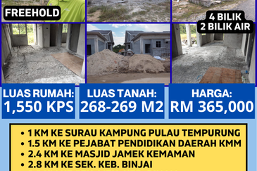 4 UNIT RUMAH SEMI D UNTUK DIJUAL DI SEBELAH TAMAN SRI BAYU, TAMAN MUNAWARRAH, BATU 3, BINJAI, KEMAMAN, TERENGGANU