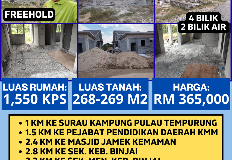 4 UNIT RUMAH SEMI D UNTUK DIJUAL DI SEBELAH TAMAN SRI BAYU, TAMAN MUNAWARRAH, BATU 3, BINJAI, KEMAMAN, TERENGGANU