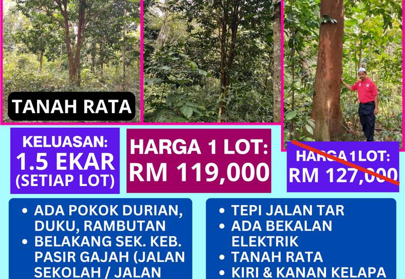 3 LOT TANAH KEBUN UNTUK DIJUAL DI PASIR GAJAH, KEMAMAN, TERENGGANU
