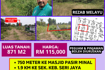 TANAH LOT PERUMAHAN UNTUK DIJUAL DI KAMPUNG PASIR MINAL, BINJAI, KEMAMAN, TERENGGANU