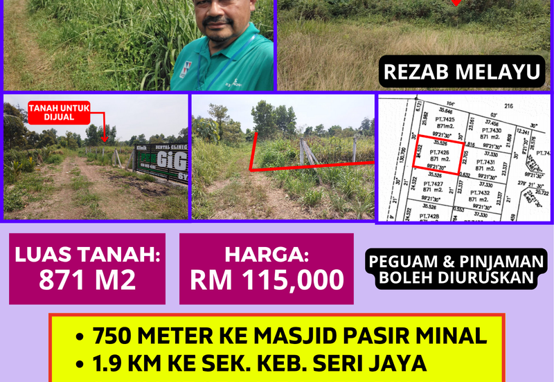 TANAH LOT PERUMAHAN UNTUK DIJUAL DI KAMPUNG PASIR MINAL, BINJAI, KEMAMAN, TERENGGANU