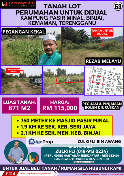 TANAH LOT PERUMAHAN UNTUK DIJUAL DI KAMPUNG PASIR MINAL, BINJAI, KEMAMAN, TERENGGANU, Terengganu, Kemaman