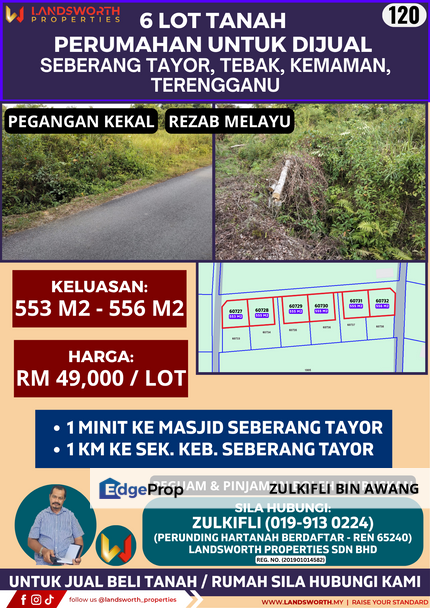 6 LOT TANAH PERUMAHAN UNTUK DIJUAL DI SEBERANG TAYOR, TEBAK, KEMAMAN, TERENGGANU, Terengganu, Kemaman