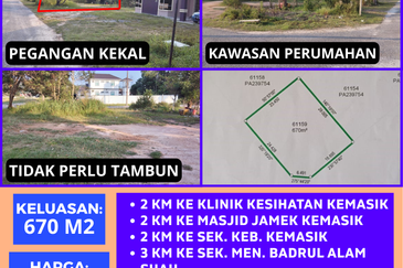 TANAH LOT PERUMAHAN UNTUK DIJUAL DI R.T.T. GONG CHENGAL, KEMASIK, KEMAMAN, TERENGGANU