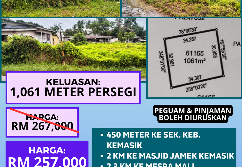 TANAH LOT PERUMAHAN UNTUK DIJUAL DI LORONG SEROJA 2, KEMASIK, KEMAMAN, TERENGGANU