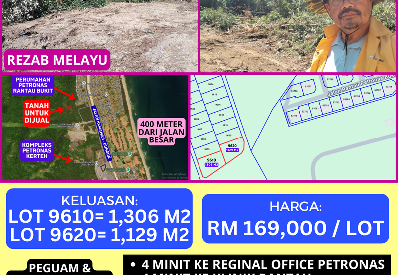 2 LOT TANAH PERUMAHAN UNTUK DIJUAL BERDEKATAN KOMPLEKS PETRONAS KERTEH / PERUMAHAN PETRONAS RANTAU BUKIT, KERTEH, KEMAMAN, TERENGGANU