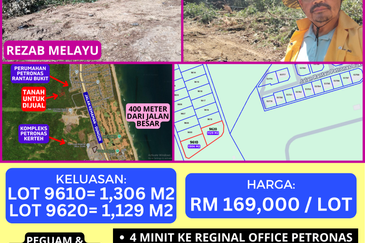 2 LOT TANAH PERUMAHAN UNTUK DIJUAL BERDEKATAN KOMPLEKS PETRONAS KERTEH / PERUMAHAN PETRONAS RANTAU BUKIT, KERTEH, KEMAMAN, TERENGGANU
