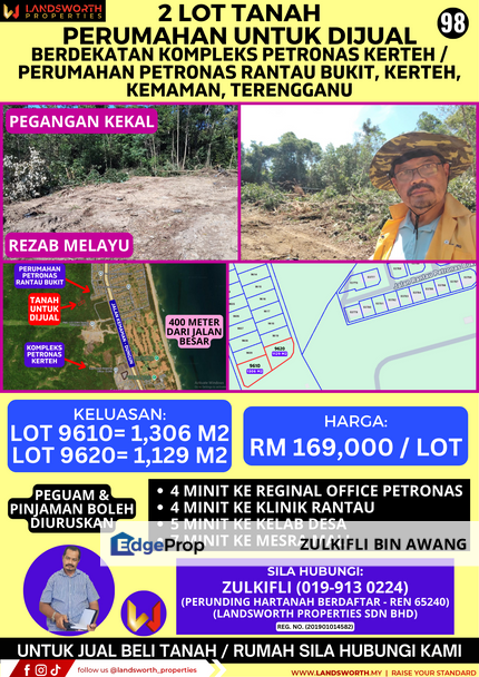 2 LOT TANAH PERUMAHAN UNTUK DIJUAL BERDEKATAN KOMPLEKS PETRONAS KERTEH / PERUMAHAN PETRONAS RANTAU BUKIT, KERTEH, KEMAMAN, TERENGGANU, Terengganu, Kerteh