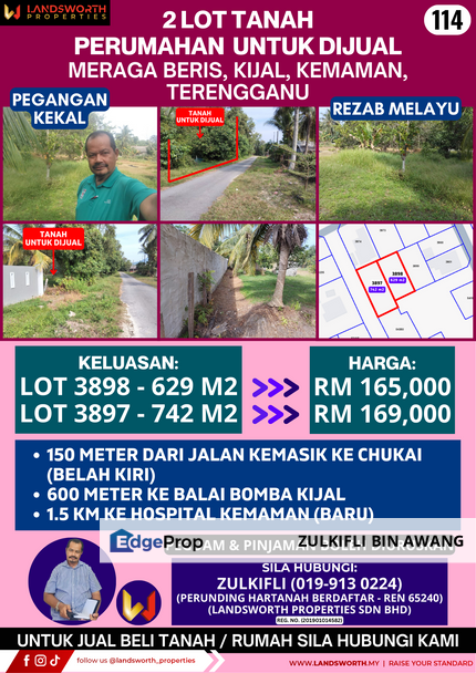 2 LOT TANAH PERUMAHAN UNTUK DIJUAL DI MERAGA BERIS, KIJAL, KEMAMAN, TERENGGANU, Terengganu, Kijal