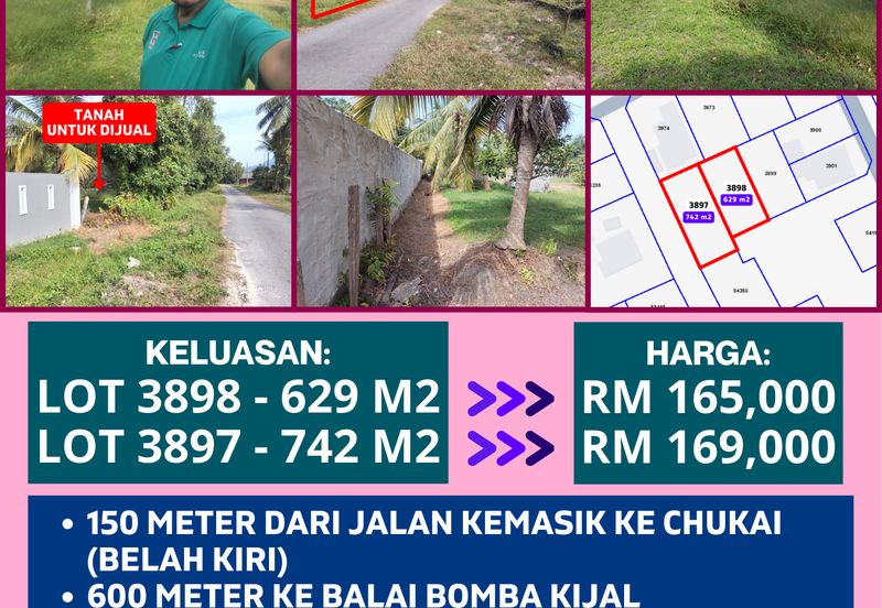 2 LOT TANAH PERUMAHAN UNTUK DIJUAL DI MERAGA BERIS, KIJAL, KEMAMAN, TERENGGANU