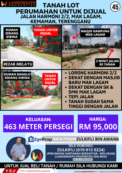 TANAH LOT PERUMAHAN UNTUK DIJUAL DI JALAN HARMONI 2/2, MAK LAGAM, KEMAMAN, TERENGGANU, Terengganu, Kemasik