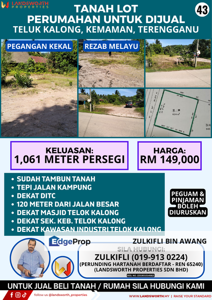 TANAH LOT PERUMAHAN UNTUK DIJUAL DI TELUK KALONG, KEMAMAN, TERENGGANU, Terengganu, Kemaman