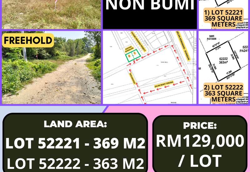 2 LOT TANAH PERUMAHAN UNTUK DIJUAL DI MERAGA BERIS, KIJAL, KEMAMAN, TERENGGANU