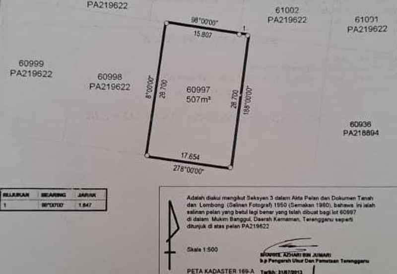 TANAH LOT PERUMAHAN UNTUK DIJUAL DI KAMPUNG PAYA BERENJUT, KEMAMAN, TERENGGANU