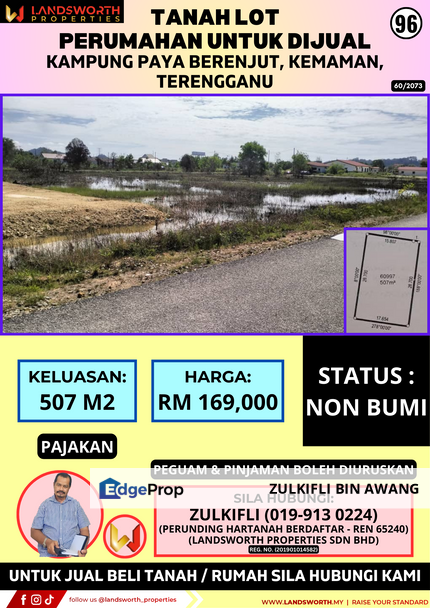 TANAH LOT PERUMAHAN UNTUK DIJUAL DI KAMPUNG PAYA BERENJUT, KEMAMAN, TERENGGANU, Terengganu, Kemaman
