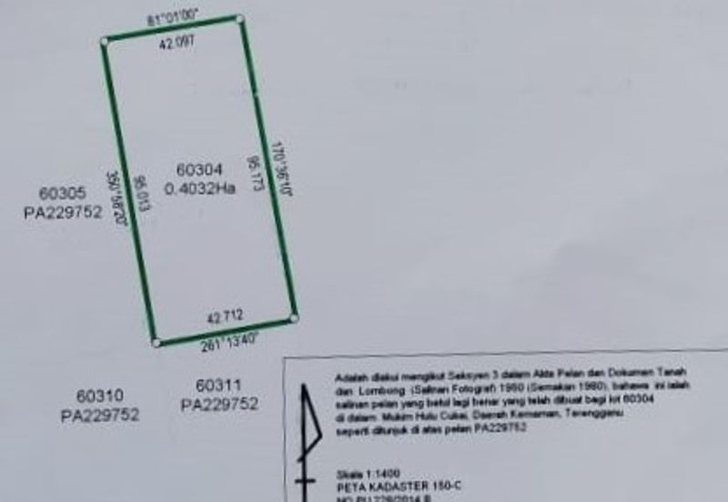 TANAH KEBUN BUAH-BUAHAN UNTUK DIJUAL DI KAMPUNG SERI BANDI, KEMAMAN, TERENGGANU