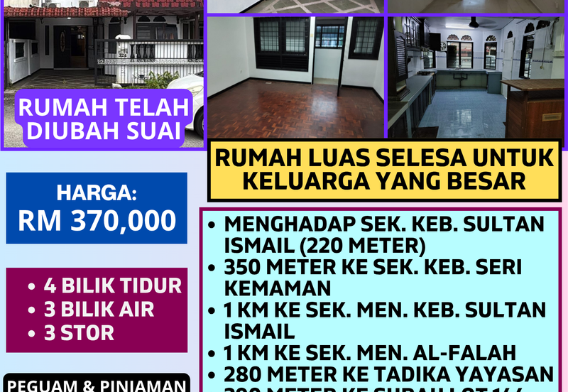 RUMAH TERES 2 TINGKAT UNTUK DIJUAL DI LOT 144, LORONG 4, KEMAMAN, TERENGGANU
