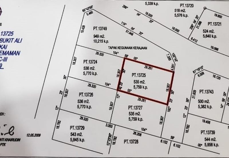 TANAH LOT PERUMAHAN UNTUK DIJUAL DI KAMPUNG BUKIT ALI, JALAN SRI NILAM 2/3B, CHUKAI, KEMAMAN, TERENGGANU
