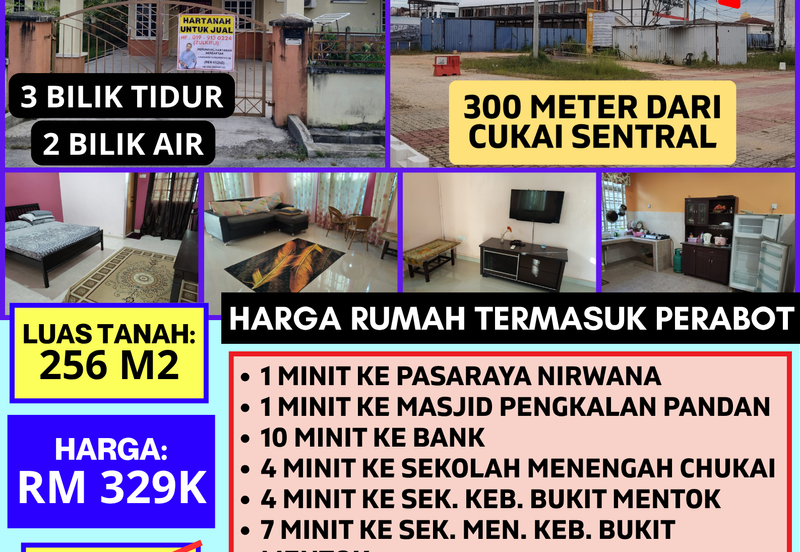 RUMAH SEMI D UNTUK DIJUAL DI NO 15294, TAMAN PENGKALAN PANDAN 2, CHUKAI, KEMAMAN, TERENGGANU