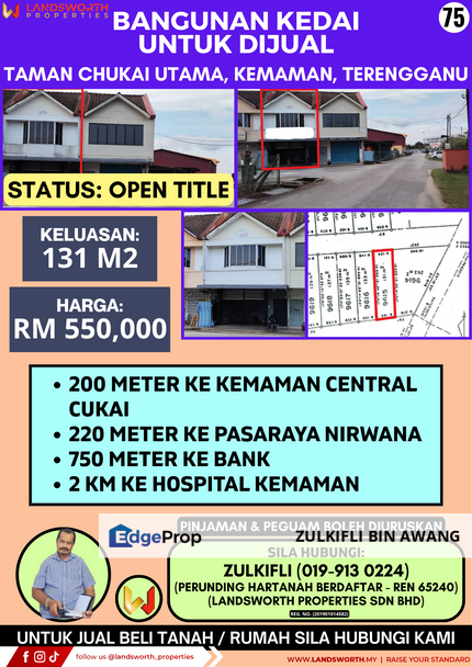 BANGUNAN KEDAI 2 TINGKAT UNTUK DIJUAL DI TAMAN CHUKAI UTAMA, KEMAMAN, TERENGGANU, Terengganu, Kemaman