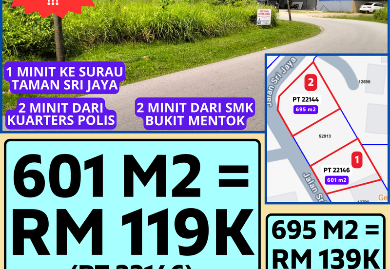 2 LOT TANAH PERUMAHAN UNTUK DIJUAL DI GONG PAUH, KAMPUNG PENGKALAN PANDAN, KEMAMAN, TERENGGANU