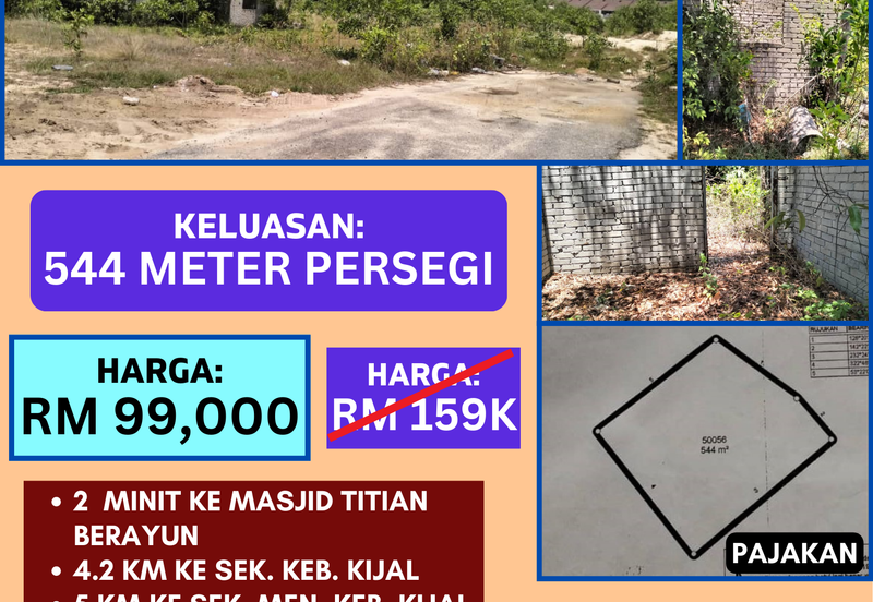 TANAH & RUMAH SEPARUH SIAP UNTUK DIJUAL DI RTB KAMPUNG MERTAU, TITIAN BERAYUN, KIJAL, KEMAMAN, TERENGGANU