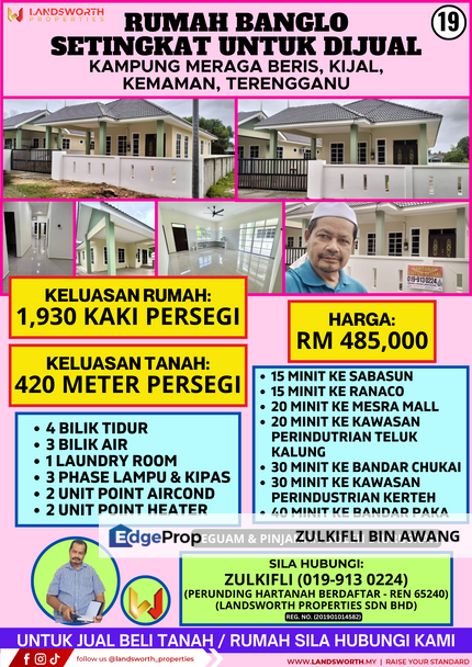 RUMAH BANGLO SETINGKAT UNTUK DIJUAL DI KAMPUNG MERAGA BERIS, KIJAL, KEMAMAN, TERENGGANU, Terengganu, Kijal