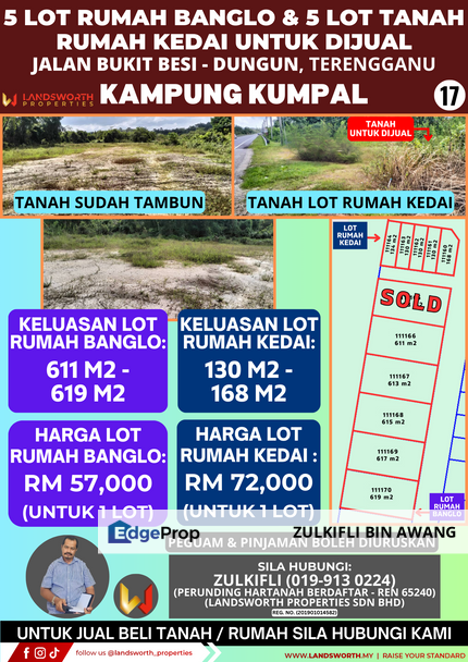 5 LOT RUMAH BANGLO & 5 LOT TANAH RUMAH KEDAI UNTUK DIJUAL DI KAMPUNG KUMPAL, DUNGUN, TERENGGANU, Terengganu, Dungun