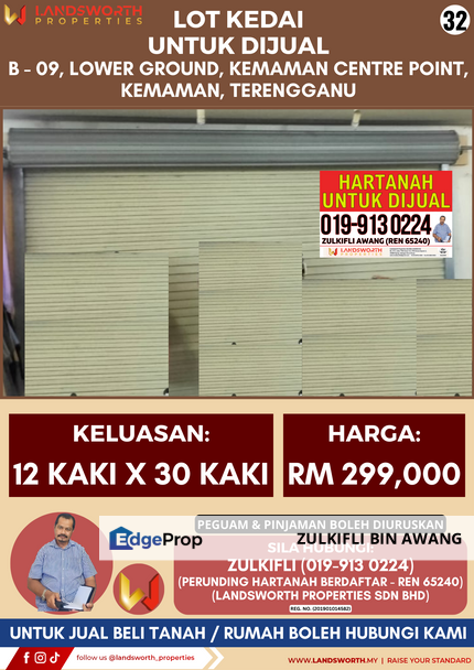 LOT KEDAI UNTUK DIJUAL DI B - 09, LOWER GROUND, KEMAMAN CENTRE POINT, KEMAMAN, TERENGGANU, Terengganu, Cukai