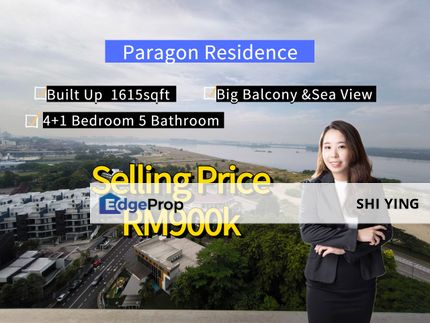 JB Town Sea View Condo Paragon Residence 4+1bed Corner Lot, Johor, Johor Bahru