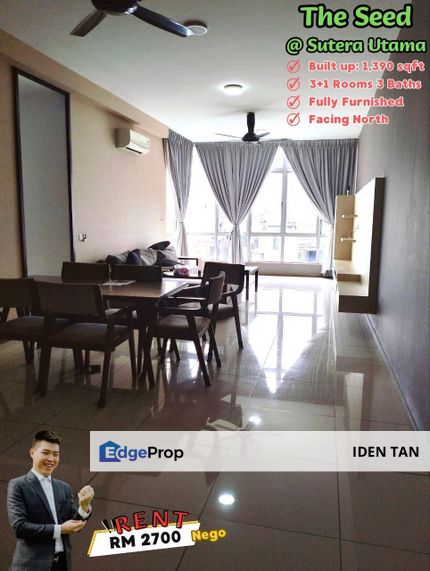 The Seed @ Sutera Utama 3+1 Bedrooms Fully Furnished Condominium For Rent, Johor, Skudai