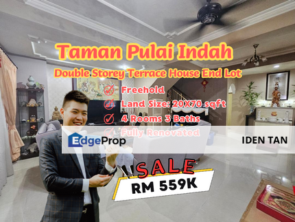 Taman Pulai Indah Double Storey Terrace House End Lot For Sale, Johor, Kangkar Pulai