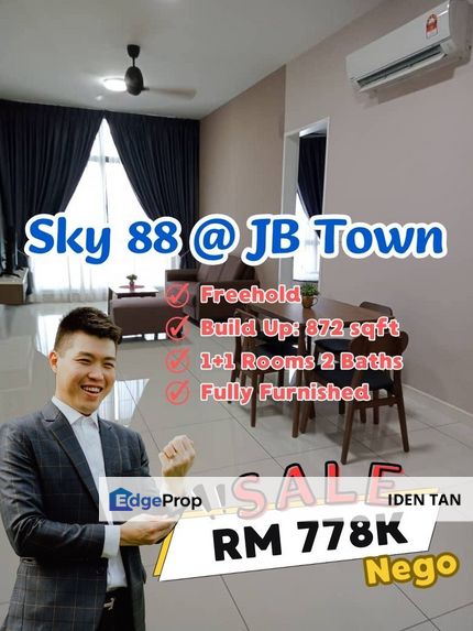 Setia Sky 88 @JB Town 1+1 Bedrooms Fully Furnished Unit For Sale, Johor, Johor Bahru