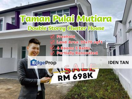 Taman Pulai Mutiara Double Storey Cluster House For Sale, Johor, Kangkar Pulai