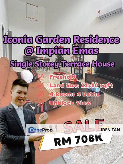 Iconia Garden Residence @ Impian Emas Single Storey Terrace House For Sale, Johor, Skudai