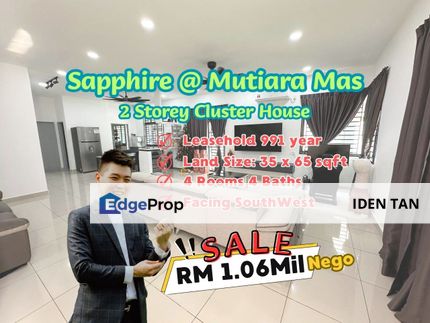 Sapphire @ Mutiara Mas 2 Storey Cluster House For Sale, Johor, Skudai