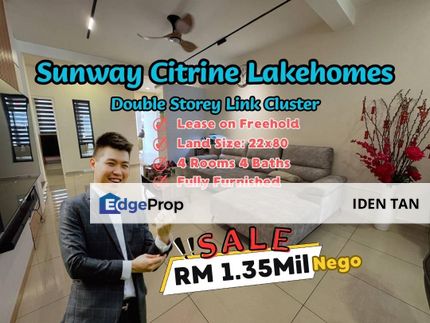 Sunway Citrine Lakehomes Link Cluster Fully Furnished with Renovation Unit For Sale, Johor, 