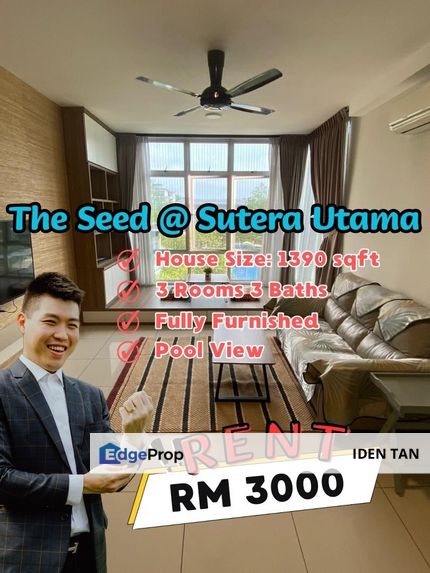 The Seed @ Sutera Utama 3 Bedrooms Fully Furnished For Rent, Johor, Skudai