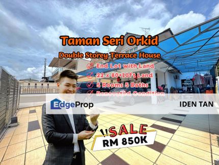 Taman Seri Orkid Double Storey Terrace House End Lot with Land For Sale, Johor, Skudai