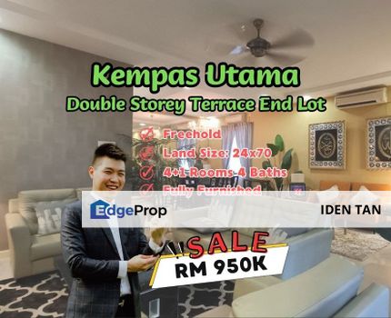 Kempas Utama Double Storey Terrace House End Lot Fully Furnished For Sale, Johor, Johor Bahru