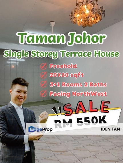 Taman Johor Single Storey Terrace House For Sale, Johor, Tampoi