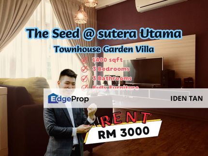 The Seed @ Sutera Utama Townhouse Garden Villas Fully Furnished Unit For Rent, Johor, Skudai