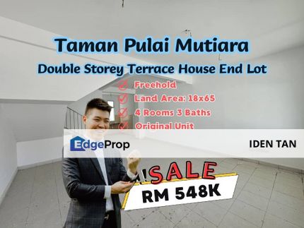 Pulai Mutiara Double Storey Terrace House End Lot Original Unit For Sale, Johor, Kangkar Pulai