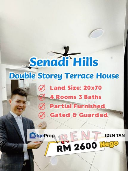 Senadi Hills Bukit Senadi Double Storey Terrace House For Rent Near Bukit Indah, Eco Botanic, Iskandar Puteri, Nusa Sentral, Nusa Idaman, Nusa Indah, Johor, Nusajaya