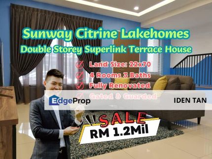 Sunway Citrine Lakehomes Double Storey Superlink Terrace House For Sale Near Emerald Residence, Avira, Sunway Iskandar, Eco Botanic, Medini,, Johor, Nusajaya