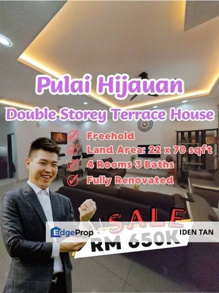 Pulai Hijauan Double Storey Terrace House For Sale Near Kangkar Pulai, Pulai Indah, Pulai Mutiara, Pulai Jaya, Sri Pulai, Pulai Perdana, Skudai, Johor, Kangkar Pulai