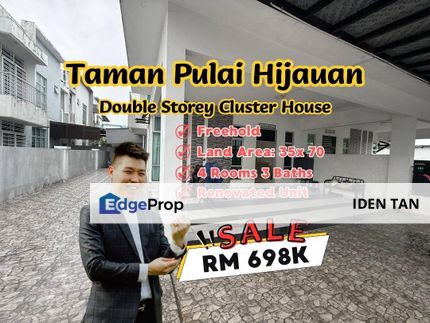 Pulai Hijauan Double Storey Cluster House For Sale Near Kangkar Pulai, Pulai Indah, Pulai Mutiara, Pulai Jaya, Pulai Perdana, Pulai Emas, Sri Pulai, Johor, Kangkar Pulai