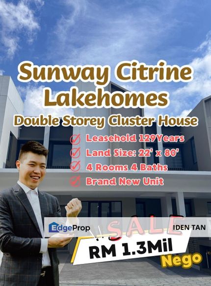 Sunway Citrine Lakehomes Double Storey Cluster Brand New Unit For Sale Near Sunway Emerald, Avira, Medini, Puteri Harbour, Eco Botanic,Iskandar Puteri, Johor, 
